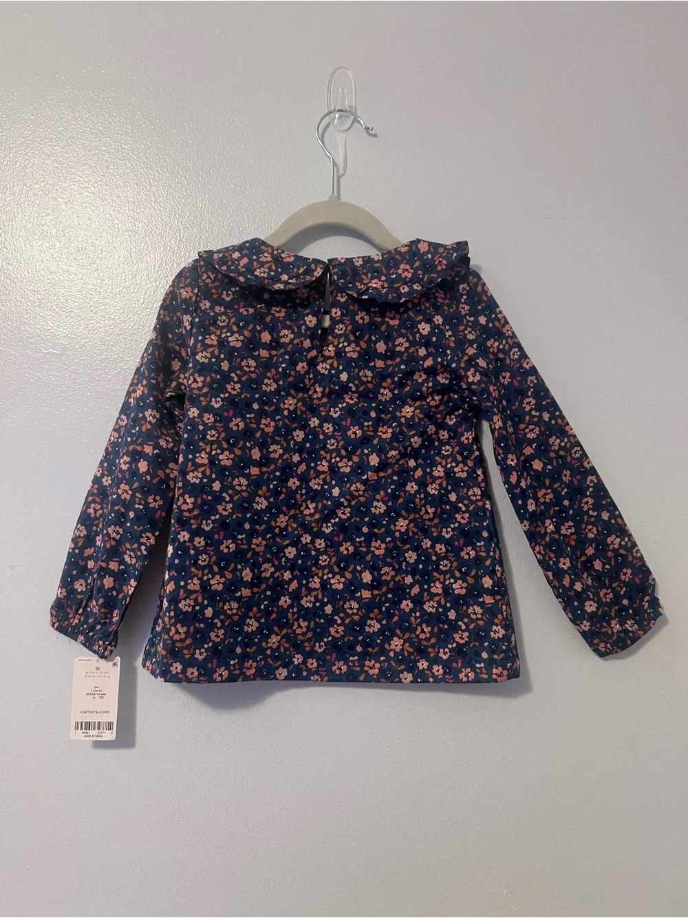 Carter's Navy Floral Ruffle Collar Top with Dusty Pink Legging-NWT-Girls Size 3T